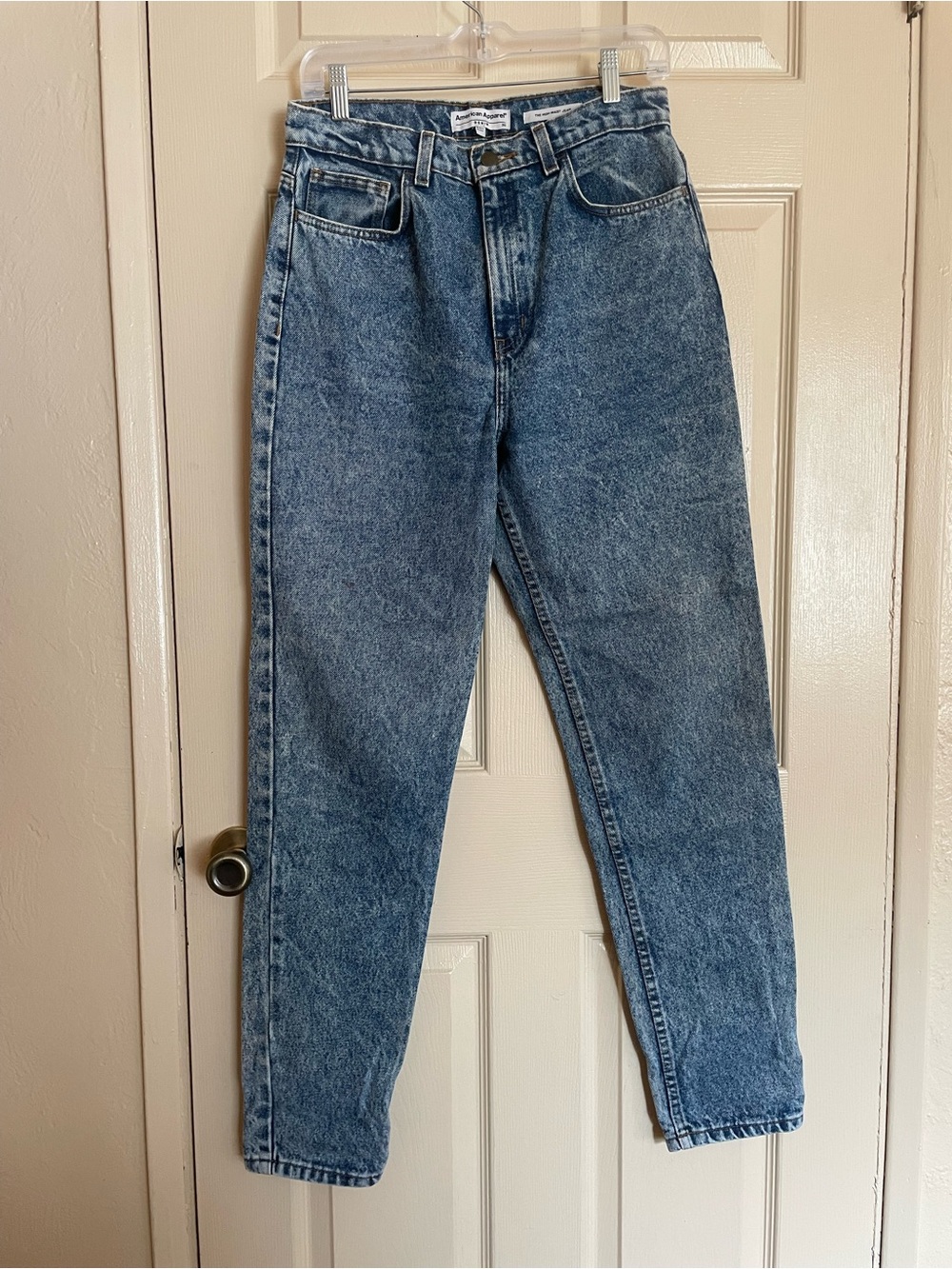 American Apparel Acid Wash Blue Relaxed high-waisted jeans